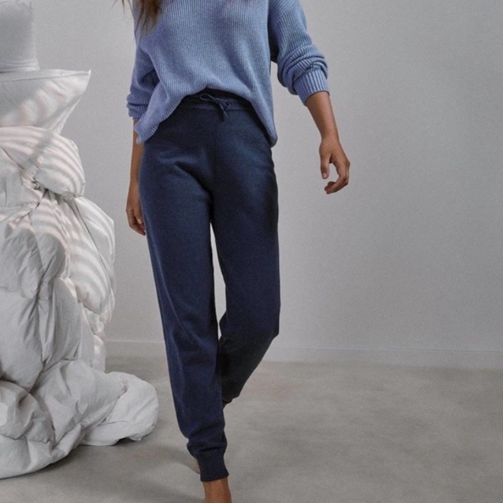 Lunya Cozy Cotton Silk Jogger Pants Navy Blue Size large